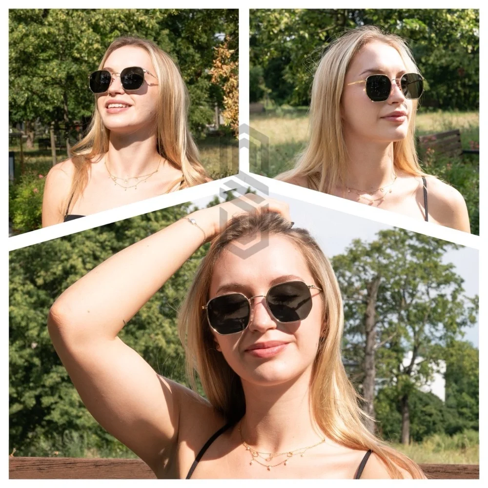 🇺🇸Glass Lenses Hexagonal Sunglasses Standard 52mm Unisex Premium
